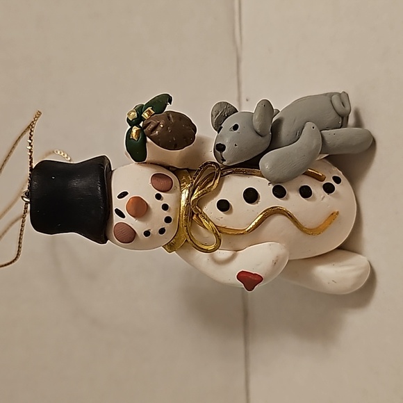 Vintage Polymer Clay Snowman with Puppy Ornament - Picture 5 of 5